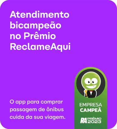 Na ClickBus você tem atendimento como no guichê. Nosso time é bicampeão do Prêmio Reclame aqui. Você pode nos chamar nos canais de atendimento para tirar dúvidas ou pedir apoio durante seu processo de compra ou após ela ser concluída.